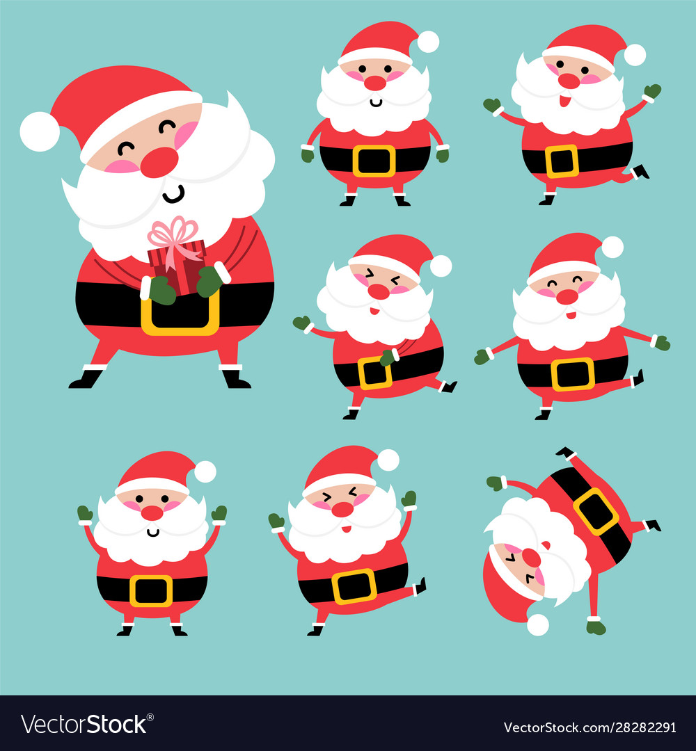 Happy Santa Character Design Set Royalty Free Vector Image