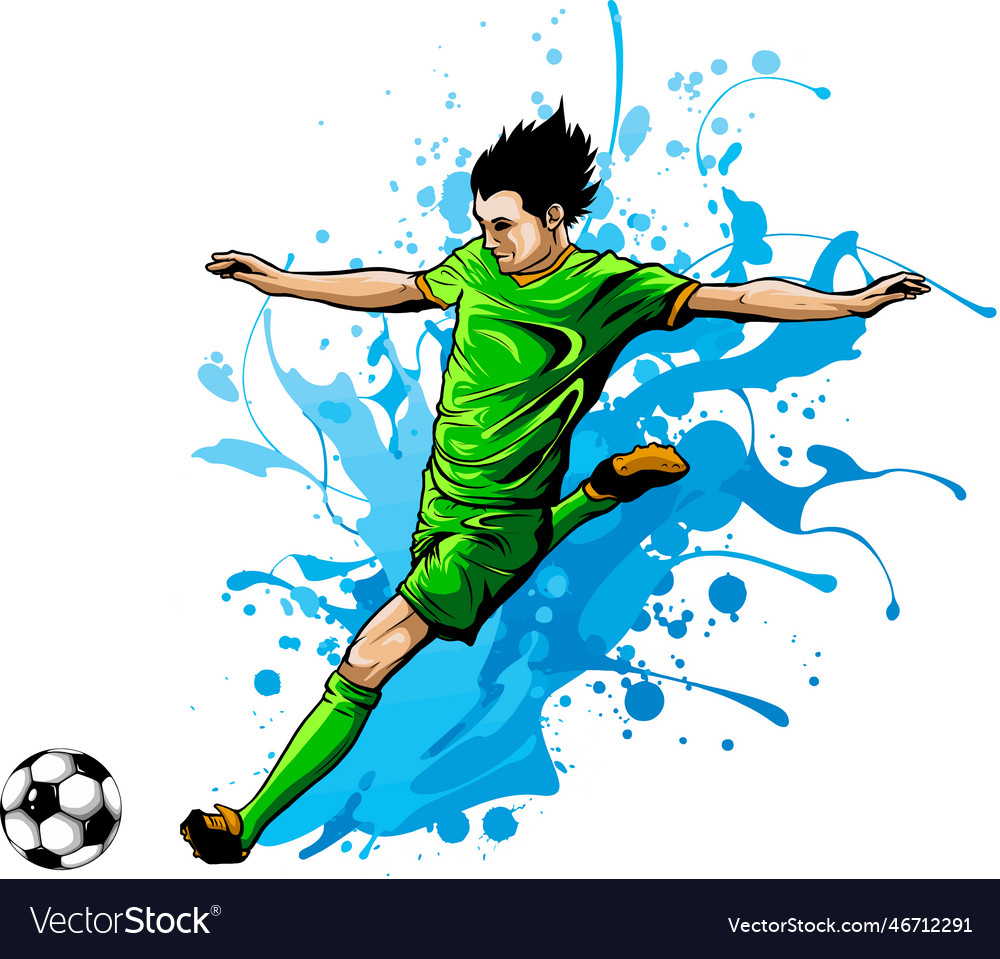 Kick the ball soccer digital Royalty Free Vector Image