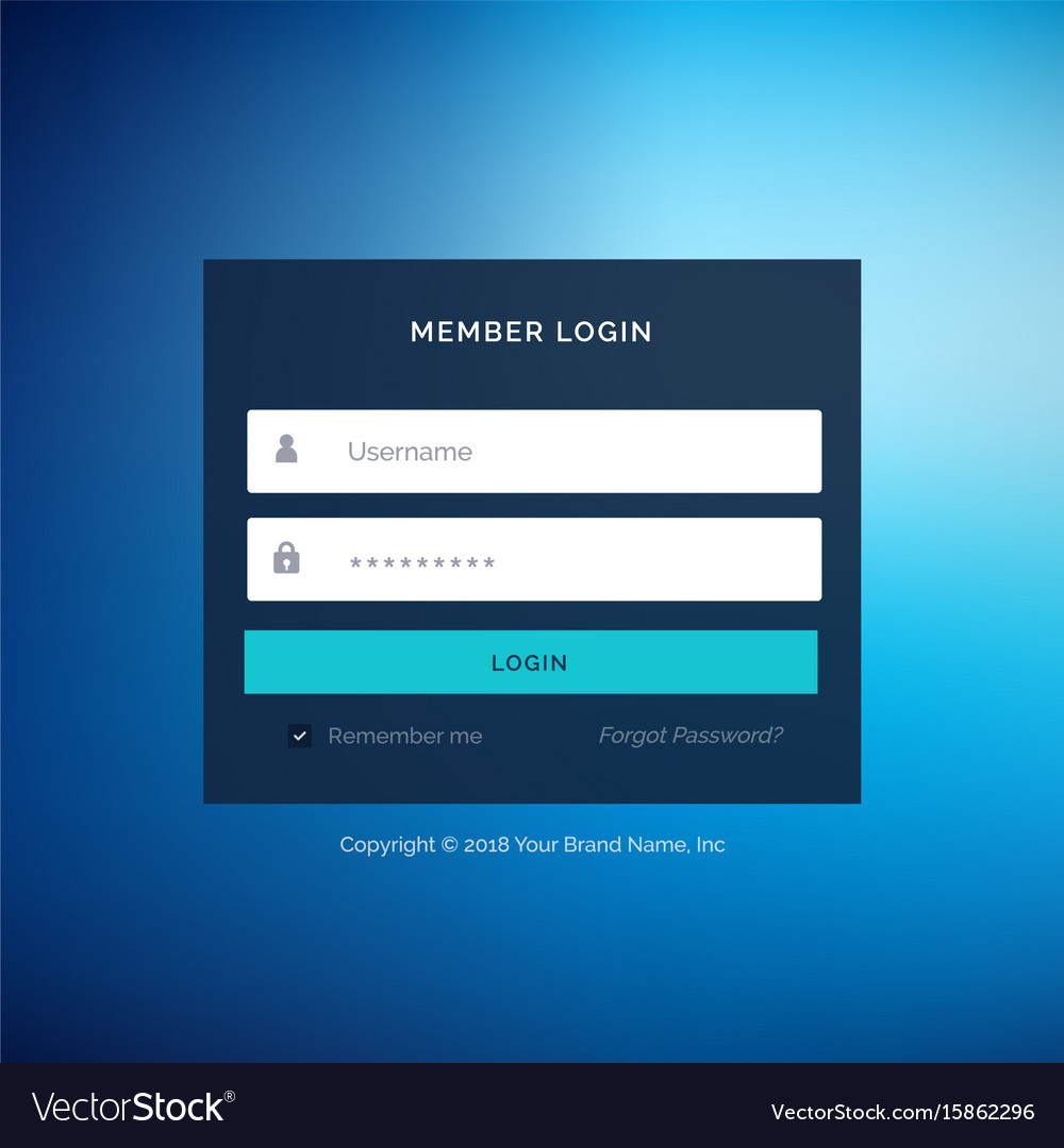 Blue flat ui template design Royalty Free Vector Image