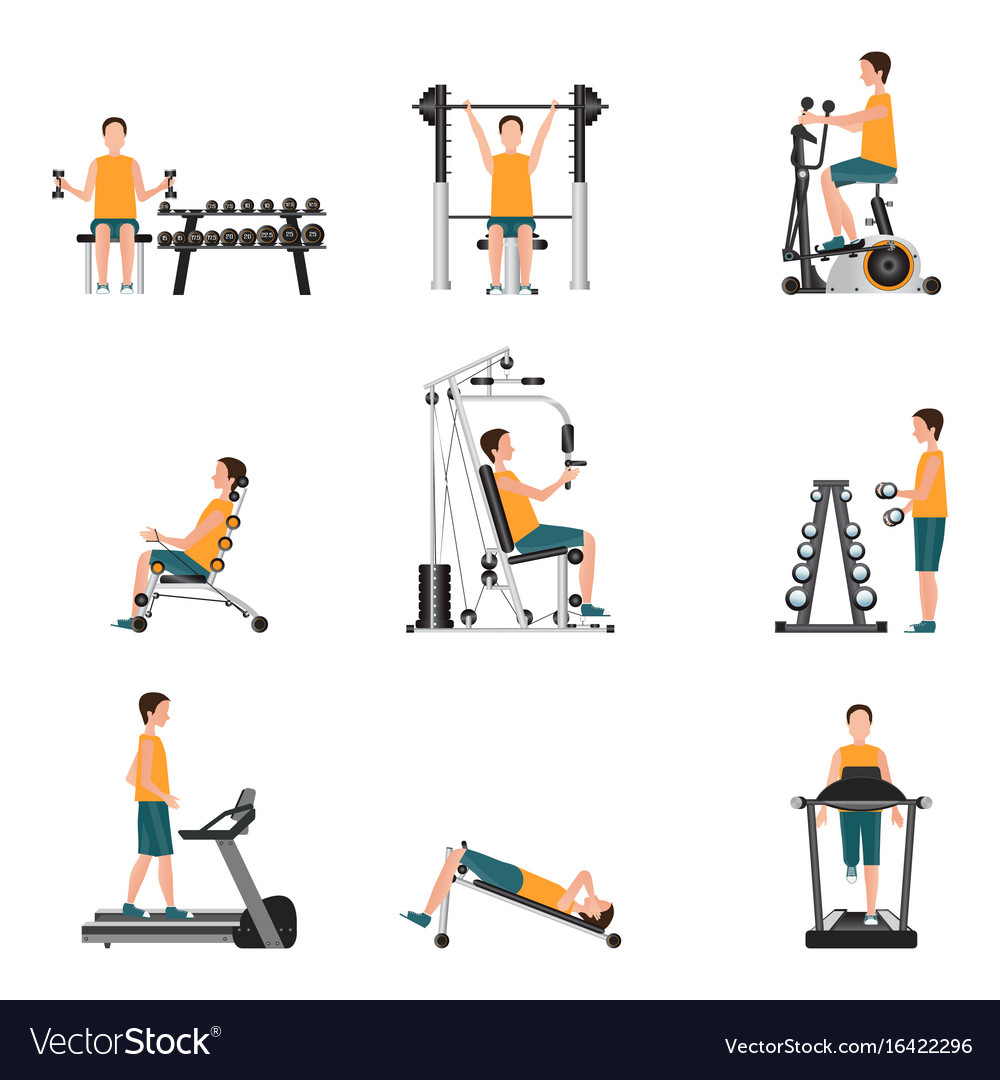 Fitness cardio exercise and equipment Royalty Free Vector