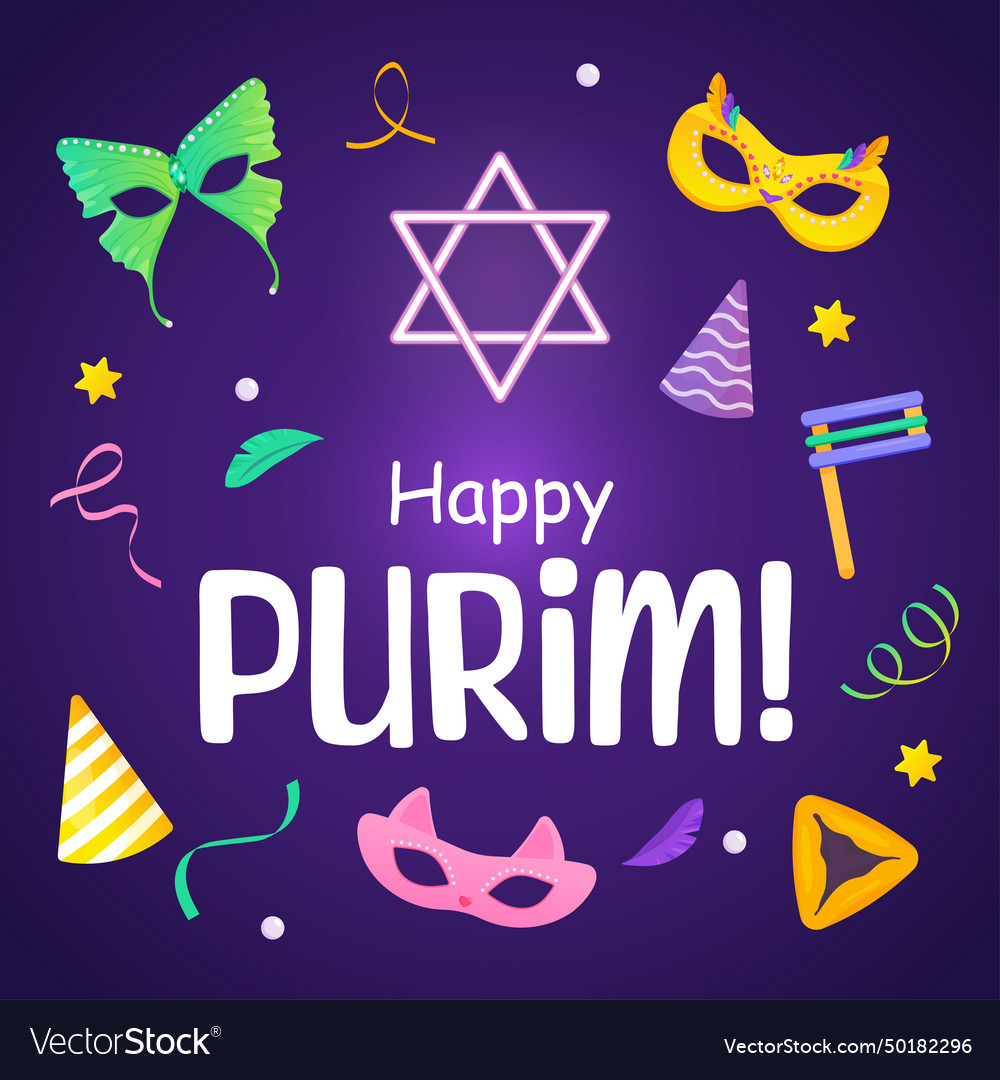 Happy purim poster for party banner jewish Vector Image