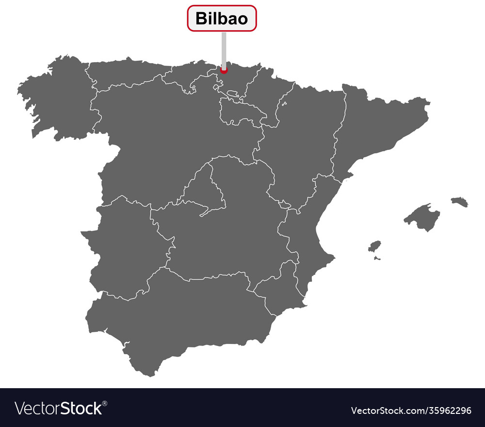 Map Spain With Place Name Sign Bilbao Vector 35962296 