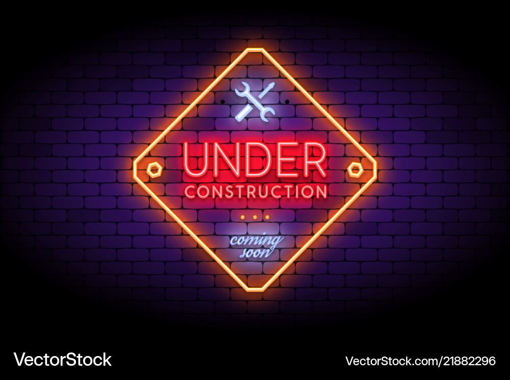 Under construction sign in trendy neon style on Vector Image
