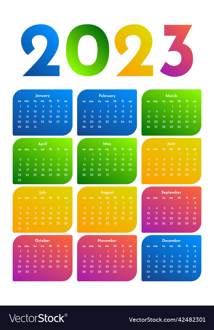 Calendar For 2023 Isolated On A White Background Vector Image