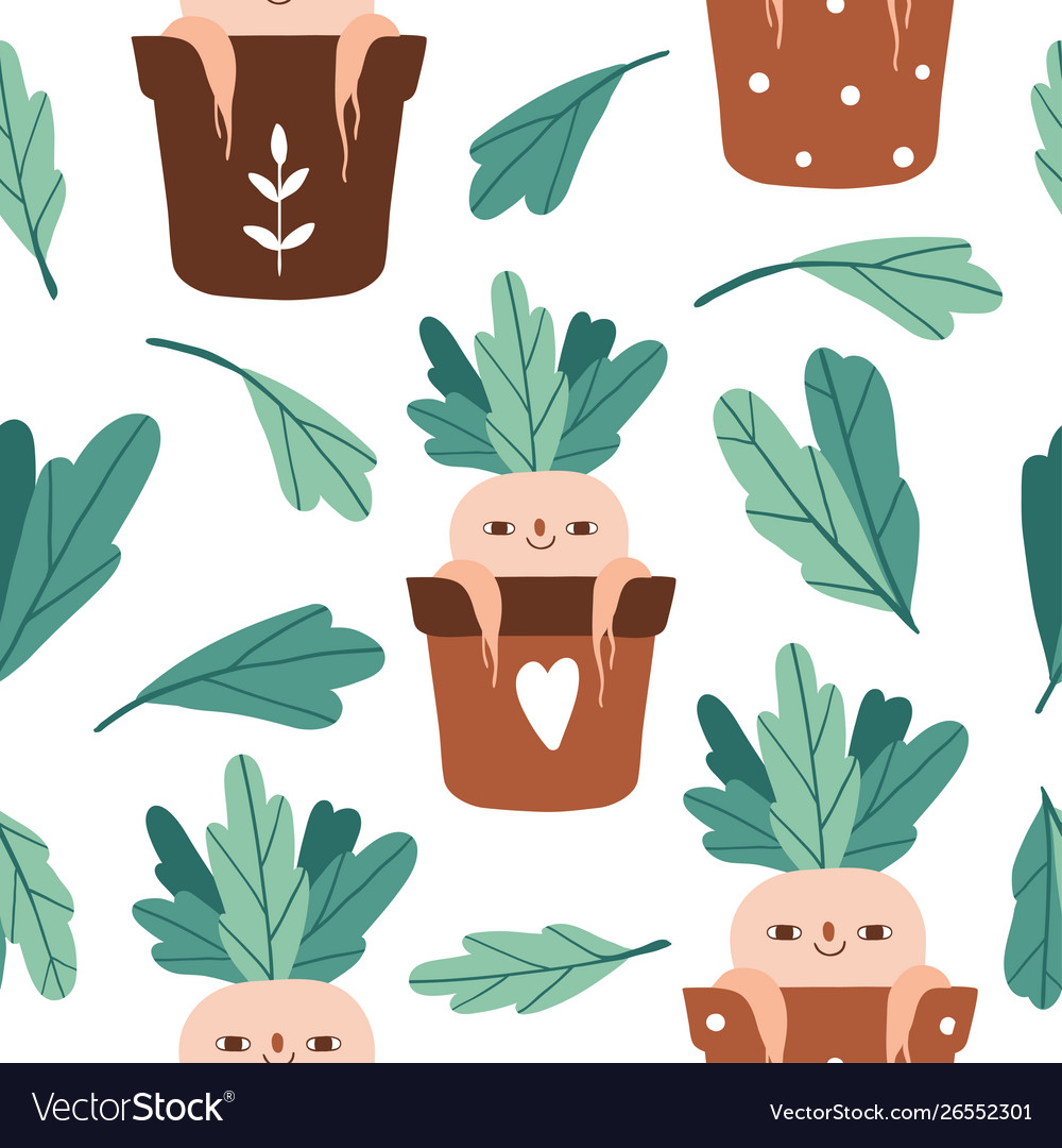 Mythical Mandrake Plant. Seamless Pattern in Vintage Style