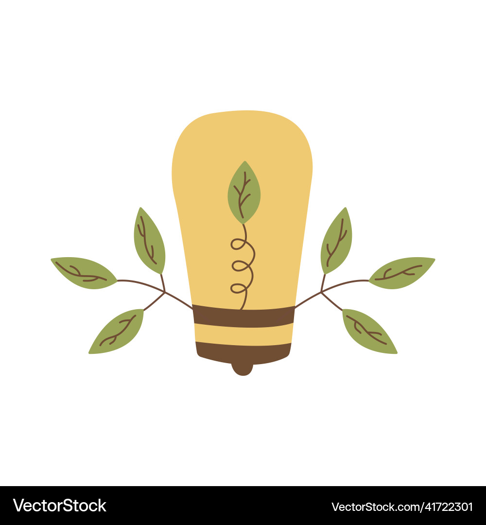 Light bulb with a leaf inside Royalty Free Vector Image