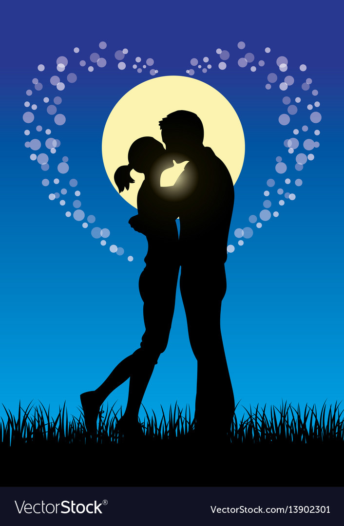 Lovers Kissing Couple Silhouette Royalty Free Vector Image