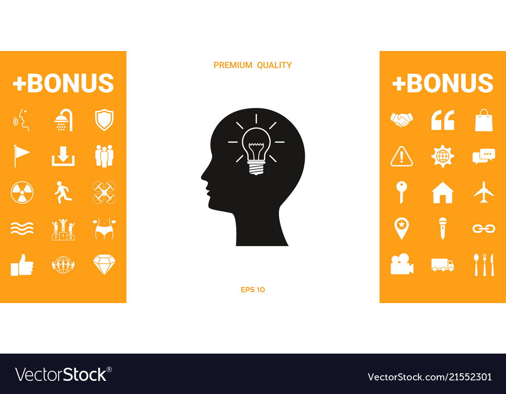 Man silhouette with light bulb - new ideas icon