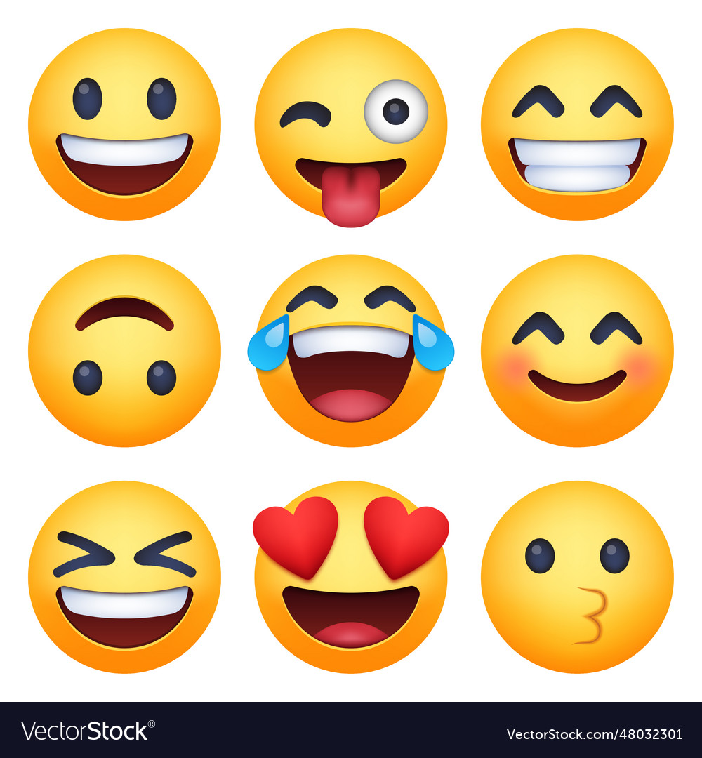 Set of facebook emoji on a white background Vector Image