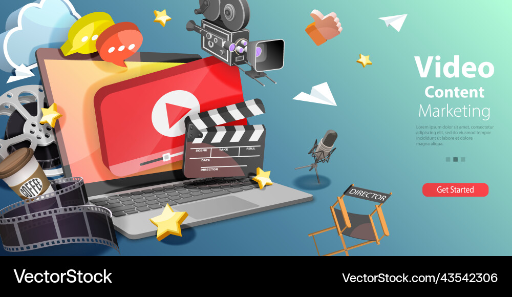 3d conceptual of video content Royalty Free Vector Image