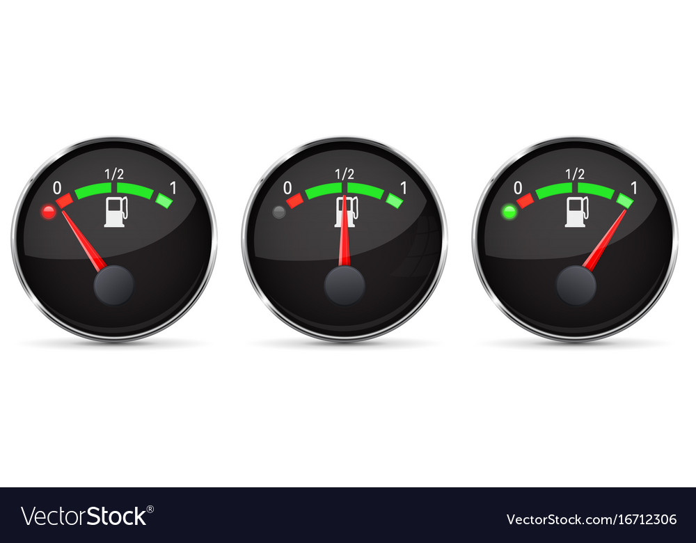 Black fuel gauge empty half full level with Vector Image