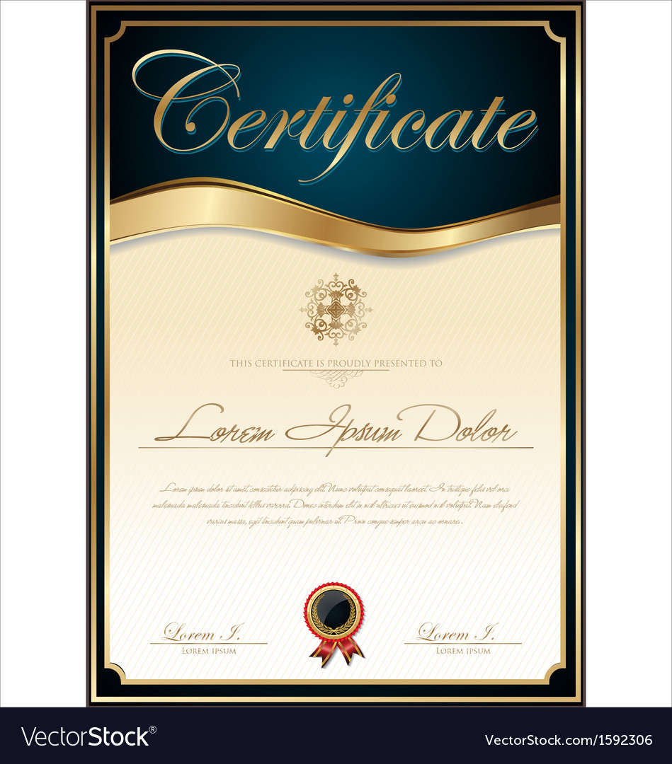 Elegant blue certificate template Royalty Free Vector Image Regarding High Resolution Certificate Template