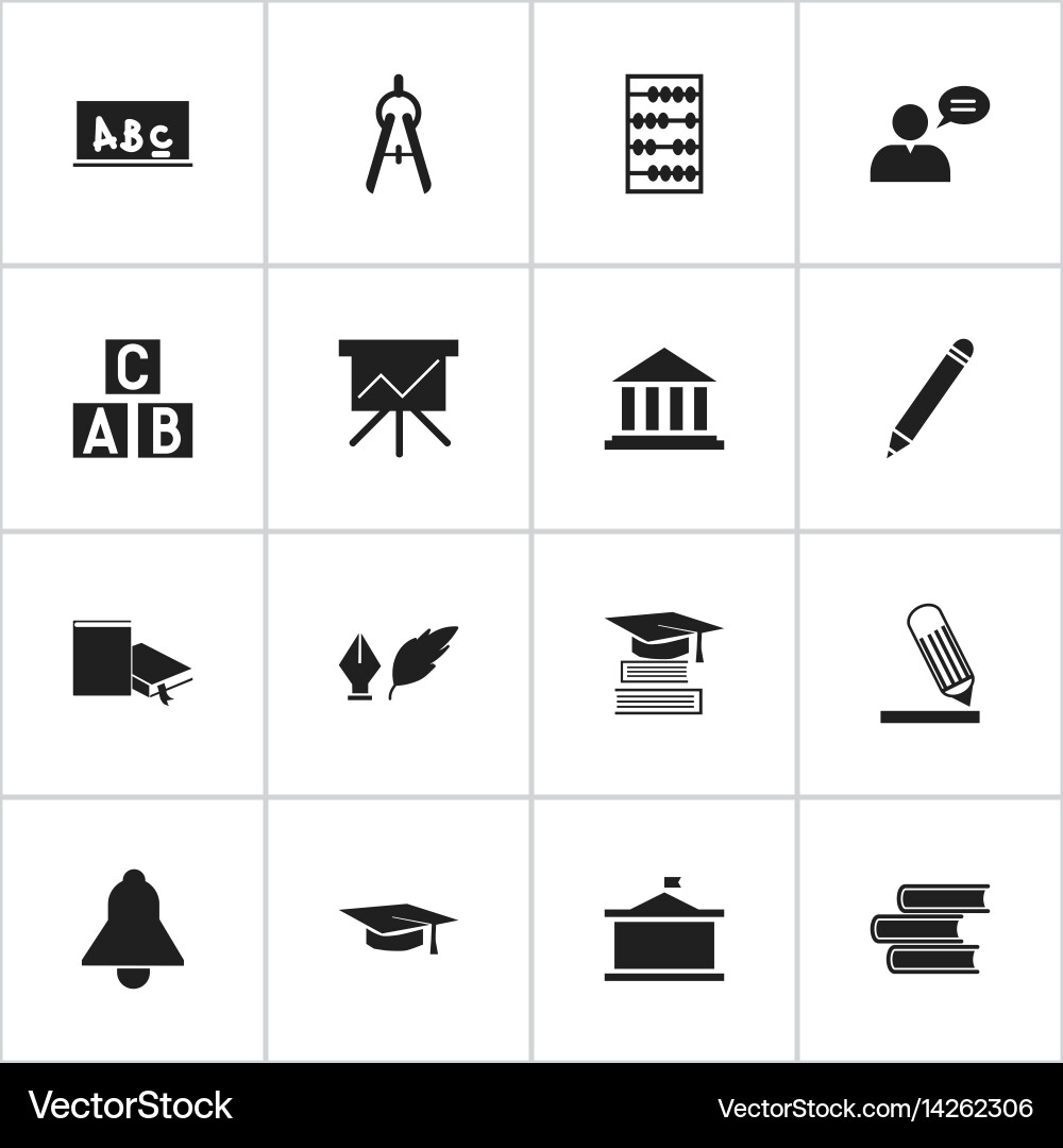 Set of 16 editable graduation icons includes Vector Image