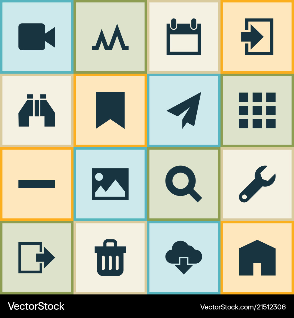 User icons set with calendar remove repair Vector Image