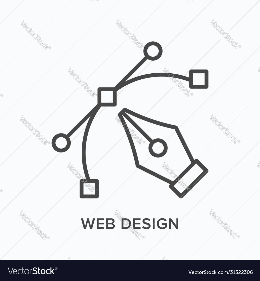 Web design flat line icon outline vector image Web design flat line icon outline