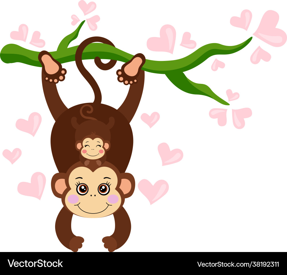 Cartoon Monkeys Mother And Child Vector Images 72