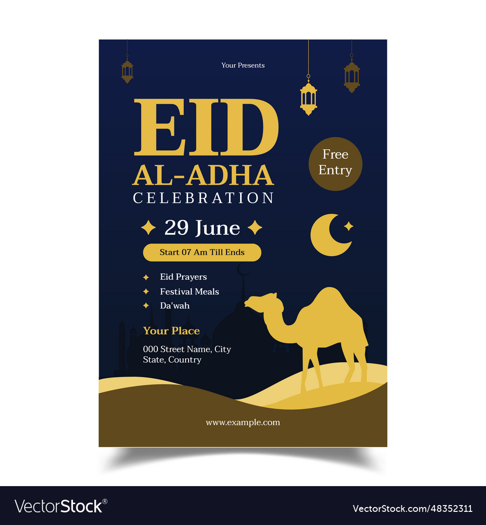 Eid Al Adha Flyer Royalty Free Vector Image Vectorstock