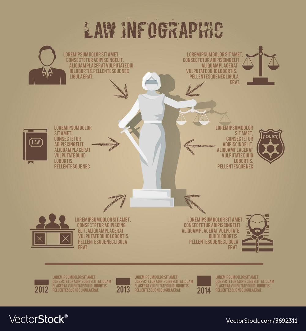 Law infographic symbols icon poster Royalty Free Vector