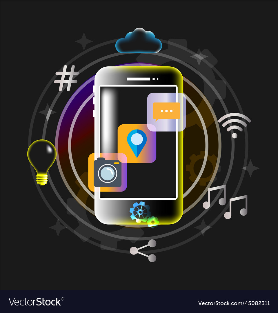 Mobile phone app development 3d design Royalty Free Vector