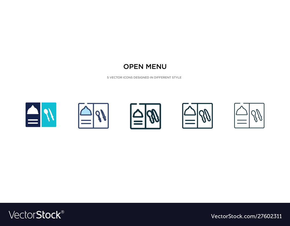 Open menu icon in different style two colored Vector Image