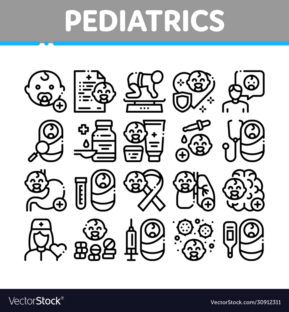 Pediatrics Medical Collection Icons Set Royalty Free Vector