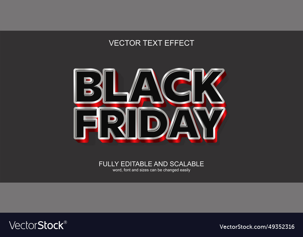 3d text effect black friday editable Royalty Free Vector