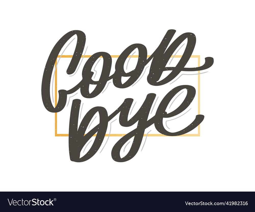 Good bye calligraphic lettering on yellow blot Vector Image