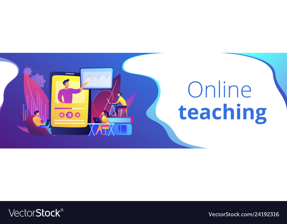 Online teaching concept banner header Royalty Free Vector