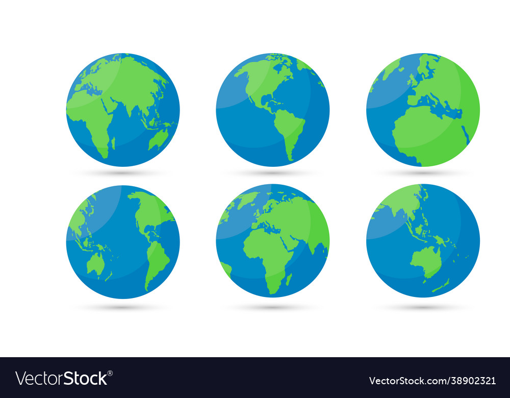 Earth globes set planet in different angles Vector Image