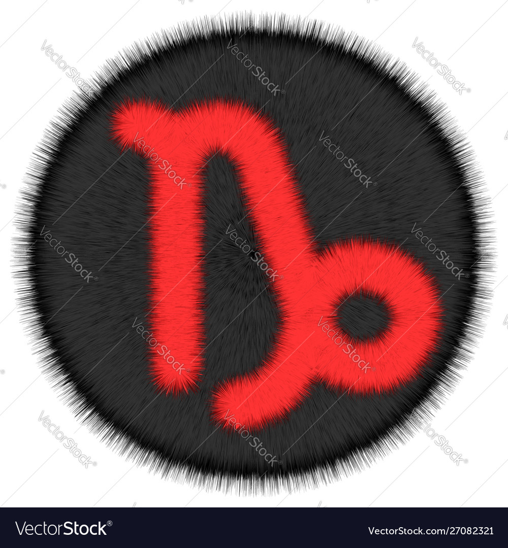 Fluffy Zodiac Sign Capricorn In Black Circle Vector Image