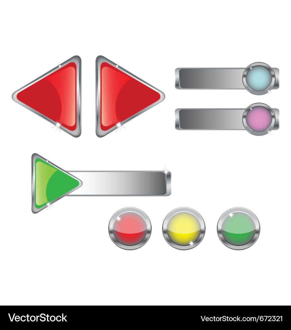Metal web buttons Royalty Free Vector Image - VectorStock