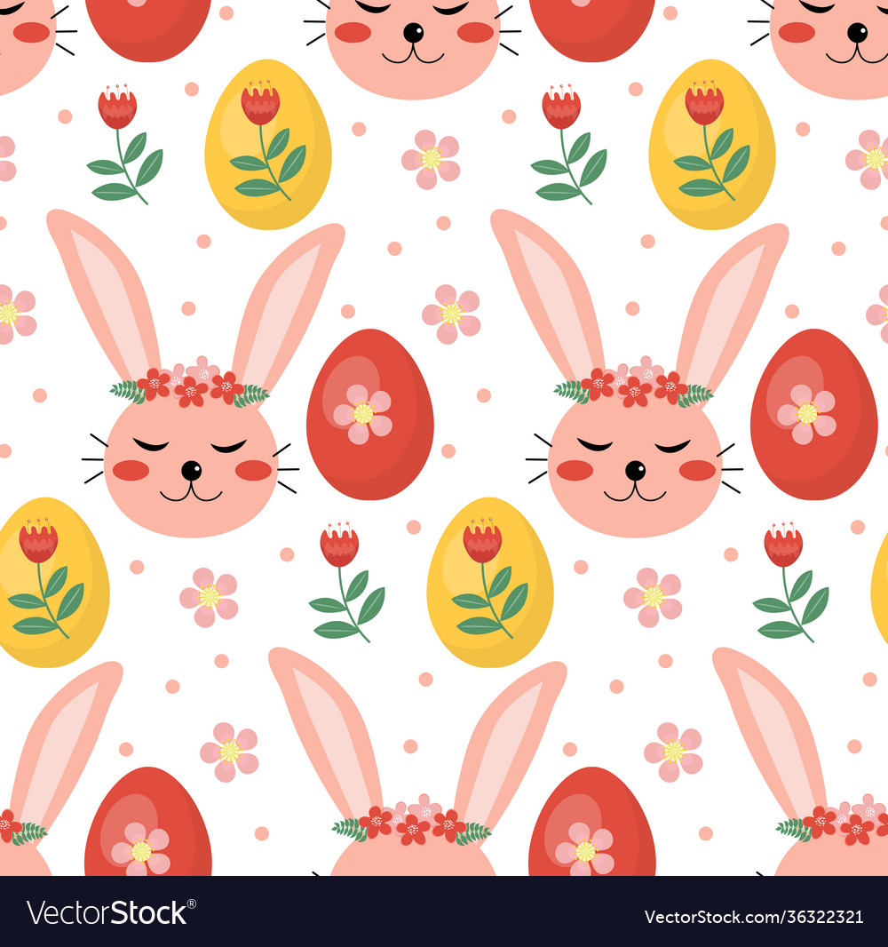 Seamless spring pattern with rabbits Royalty Free Vector