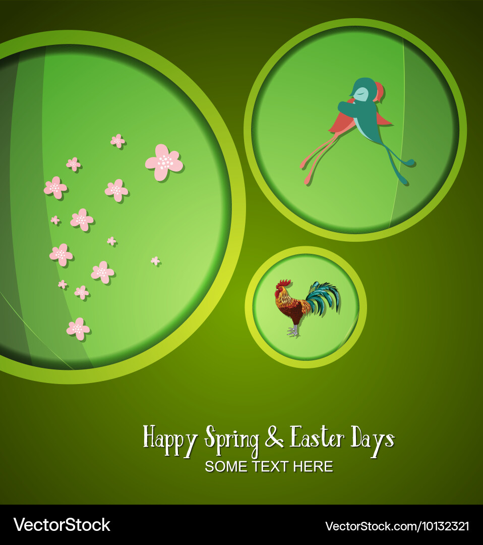 With spring and rooster Royalty Free Vector Image