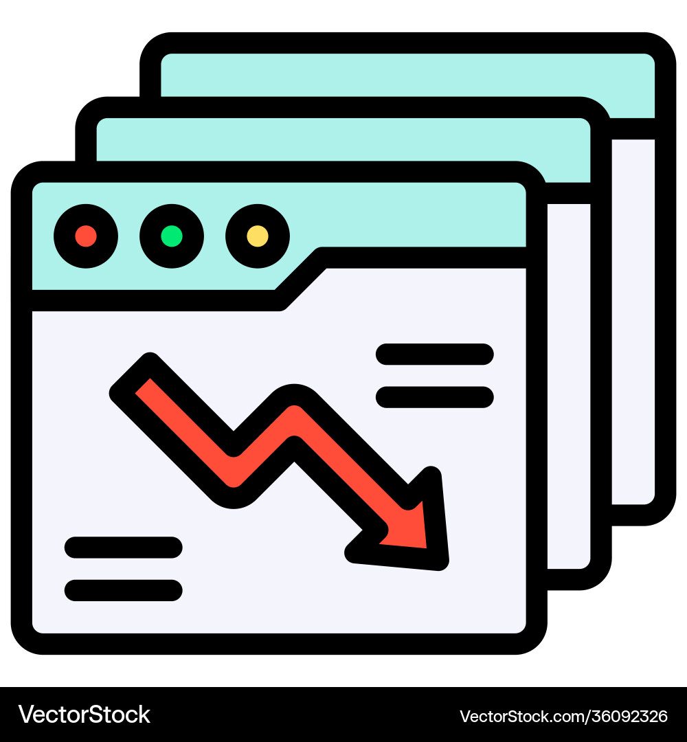 Apps windows with decrease arrow icon bankruptcy Vector Image