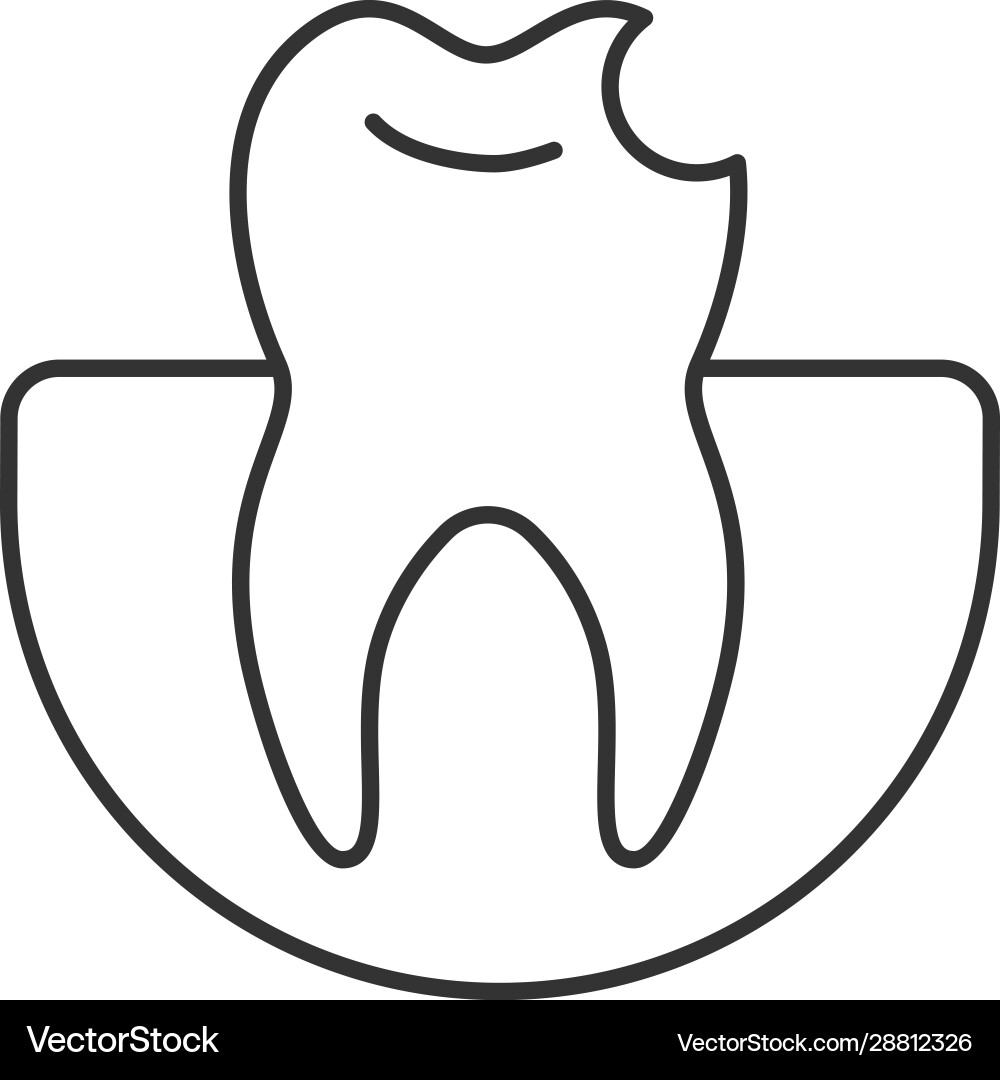 Broken tooth linear icon Royalty Free Vector Image