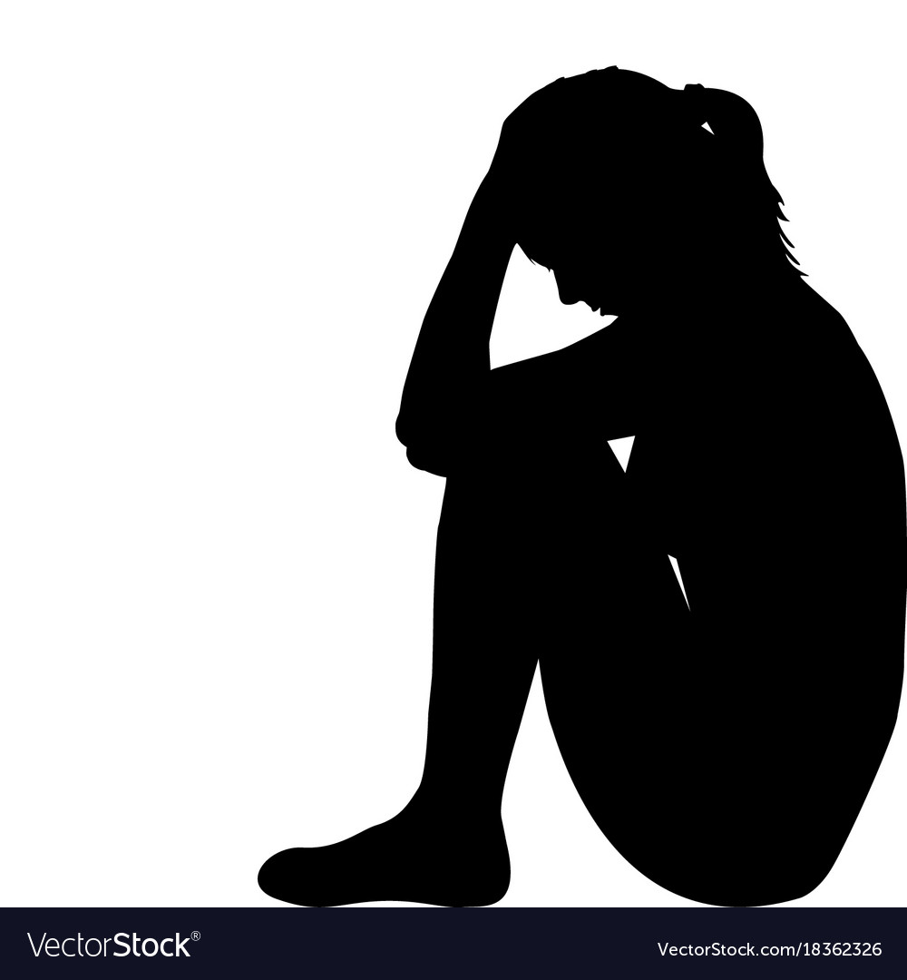 Download Sad woman silhouette Royalty Free Vector Image