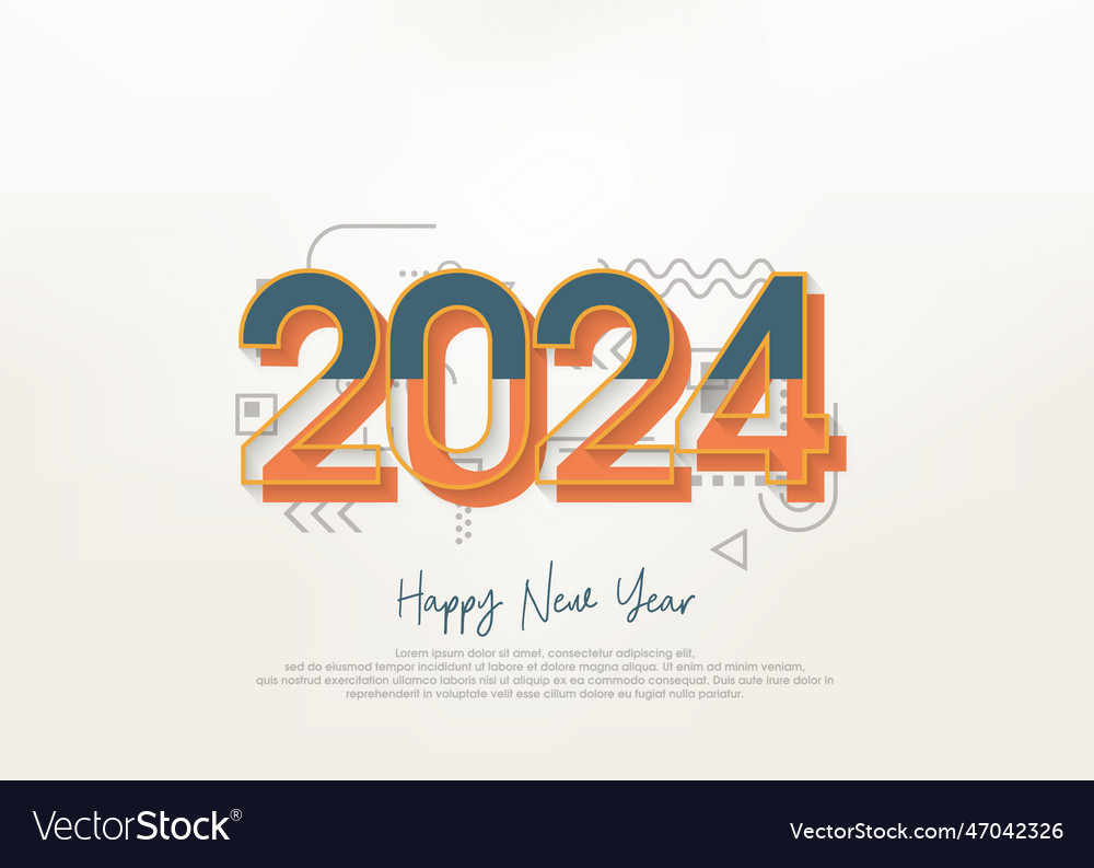 Simple design happy new year 2024 with scattered Vector Image