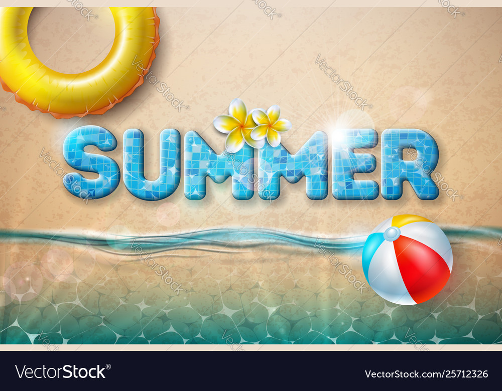 Summer with beach ball Royalty Free Vector Image