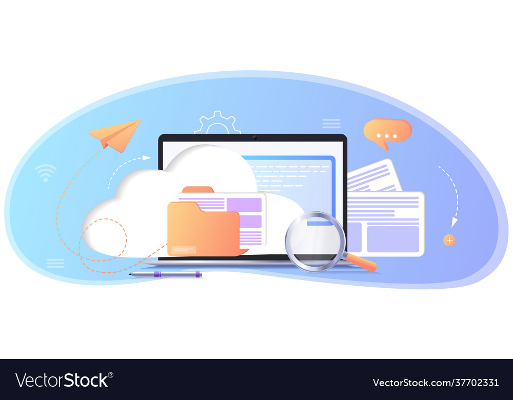 Database with cloud server data set process Vector Image