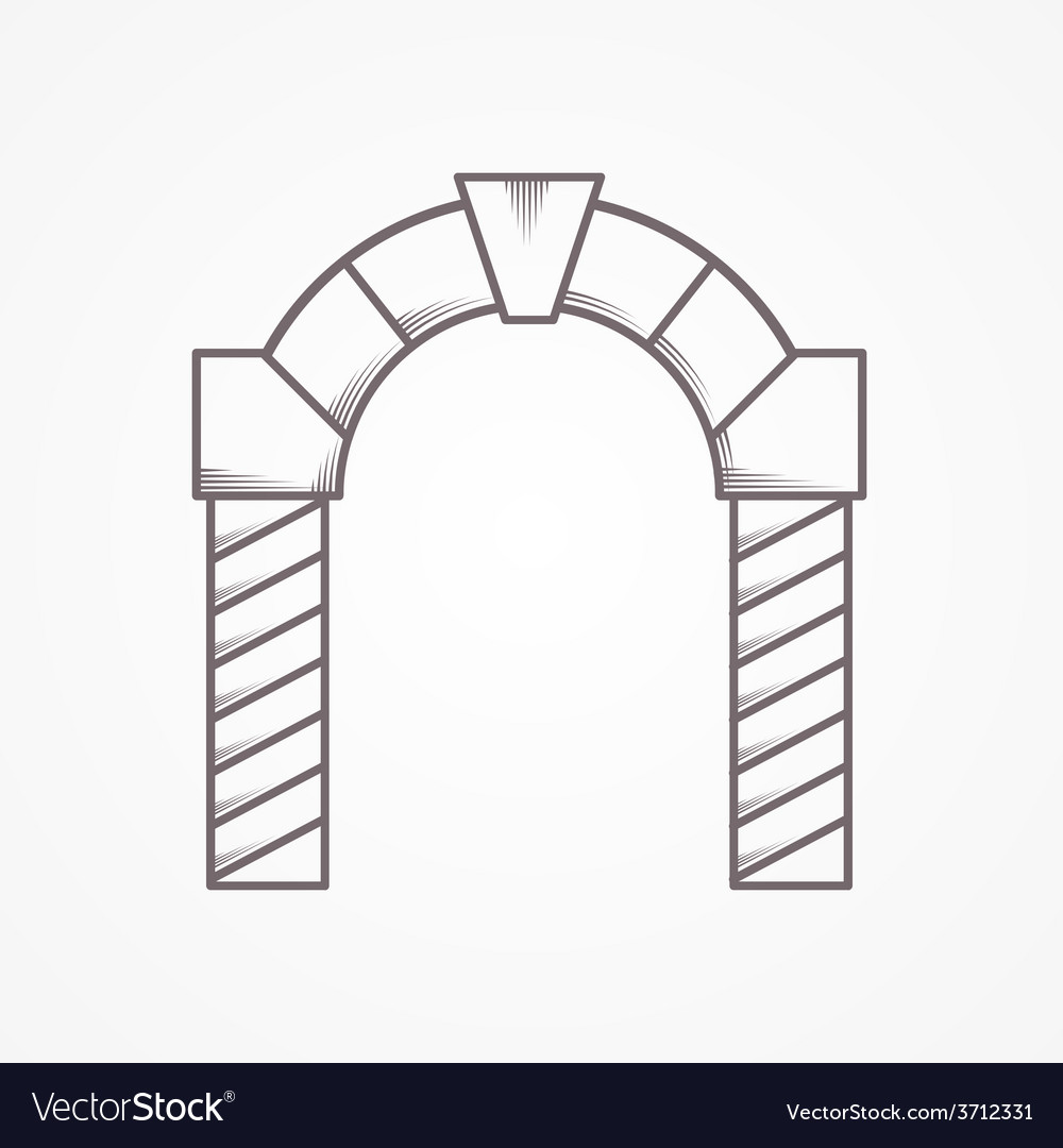 Flat line round arch icon