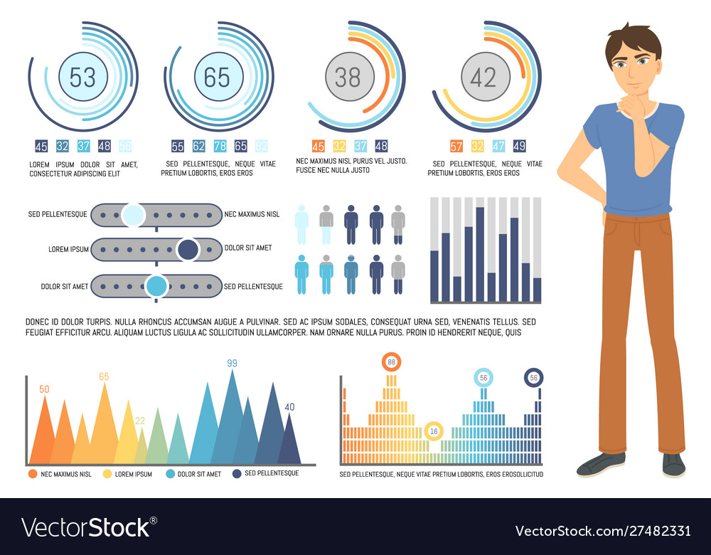 Graph report man counting profit icon Royalty Free Vector