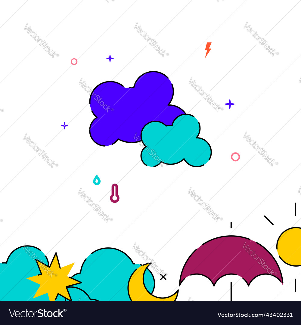 Mainly cloudy weather filled line icon simple