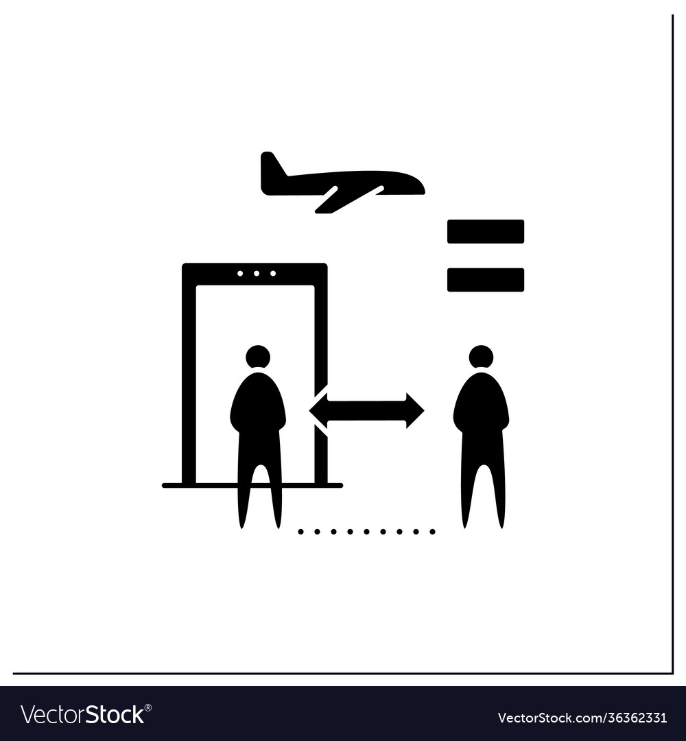 Social distancing at airport glyph icon Royalty Free Vector