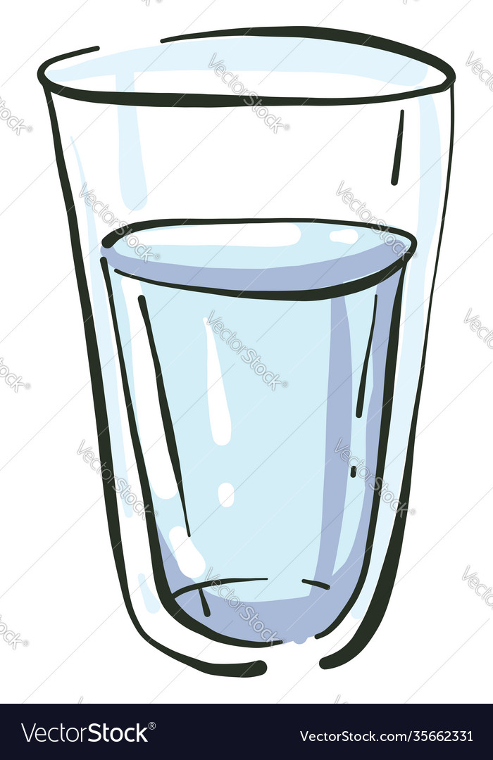 Tall glass water on white background Royalty Free Vector