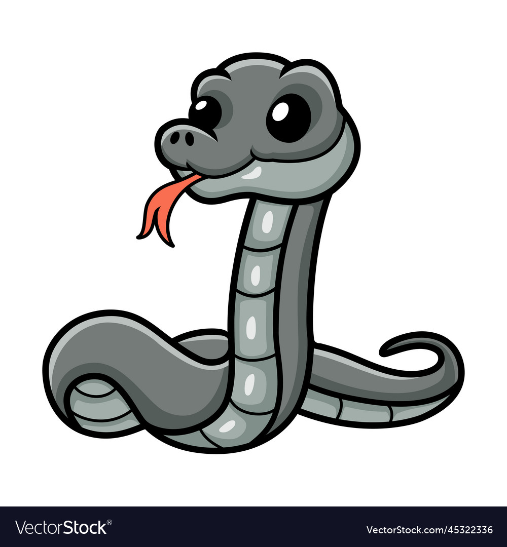 Cute black mamba snake cartoon Royalty Free Vector Image