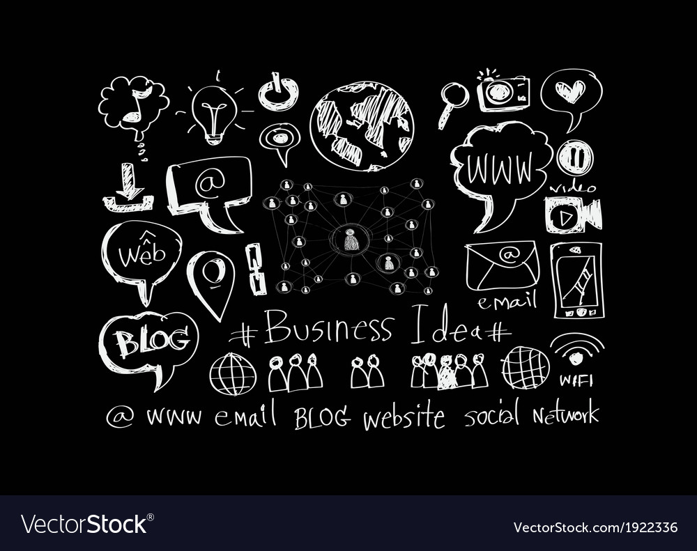 Hand doodle business icon set idea design