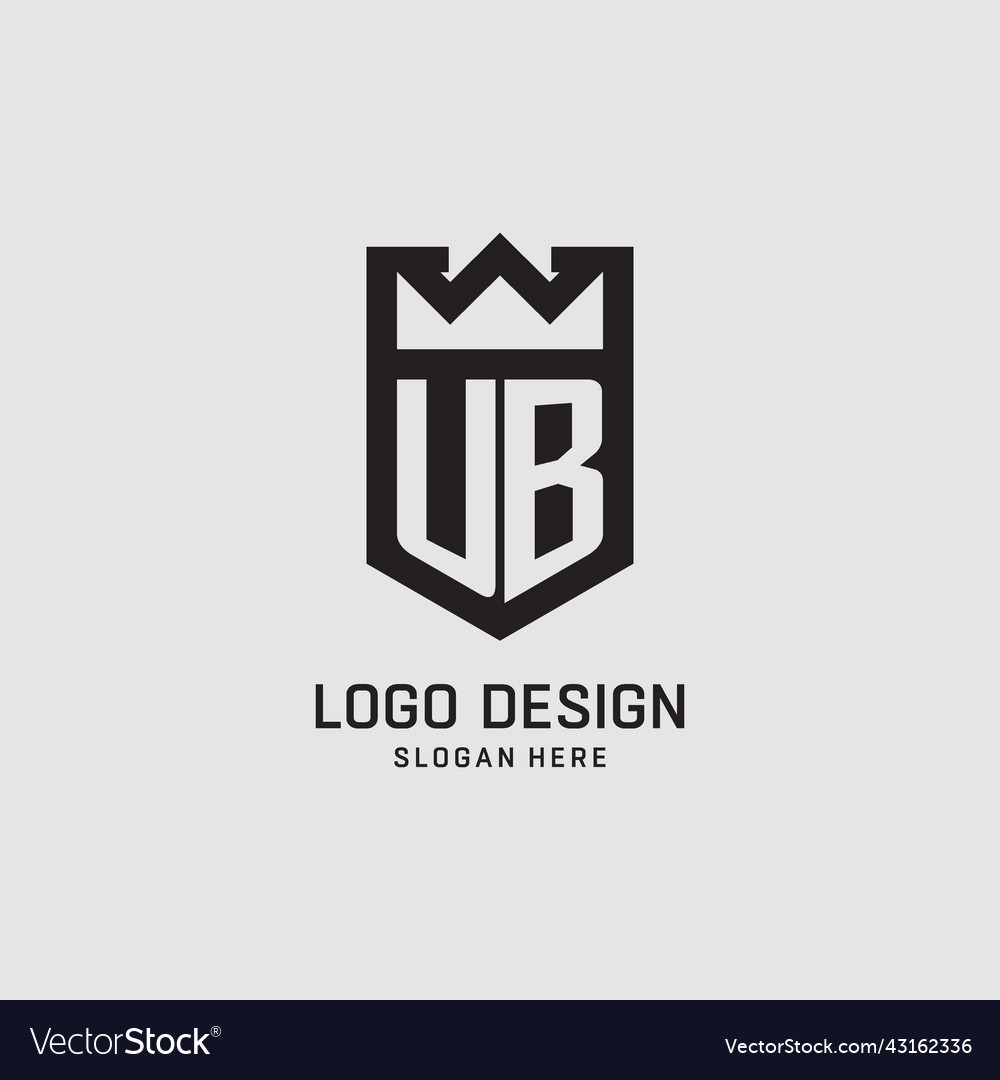 Initial Ub Logo Shield Shape Creative Esport Vector Image