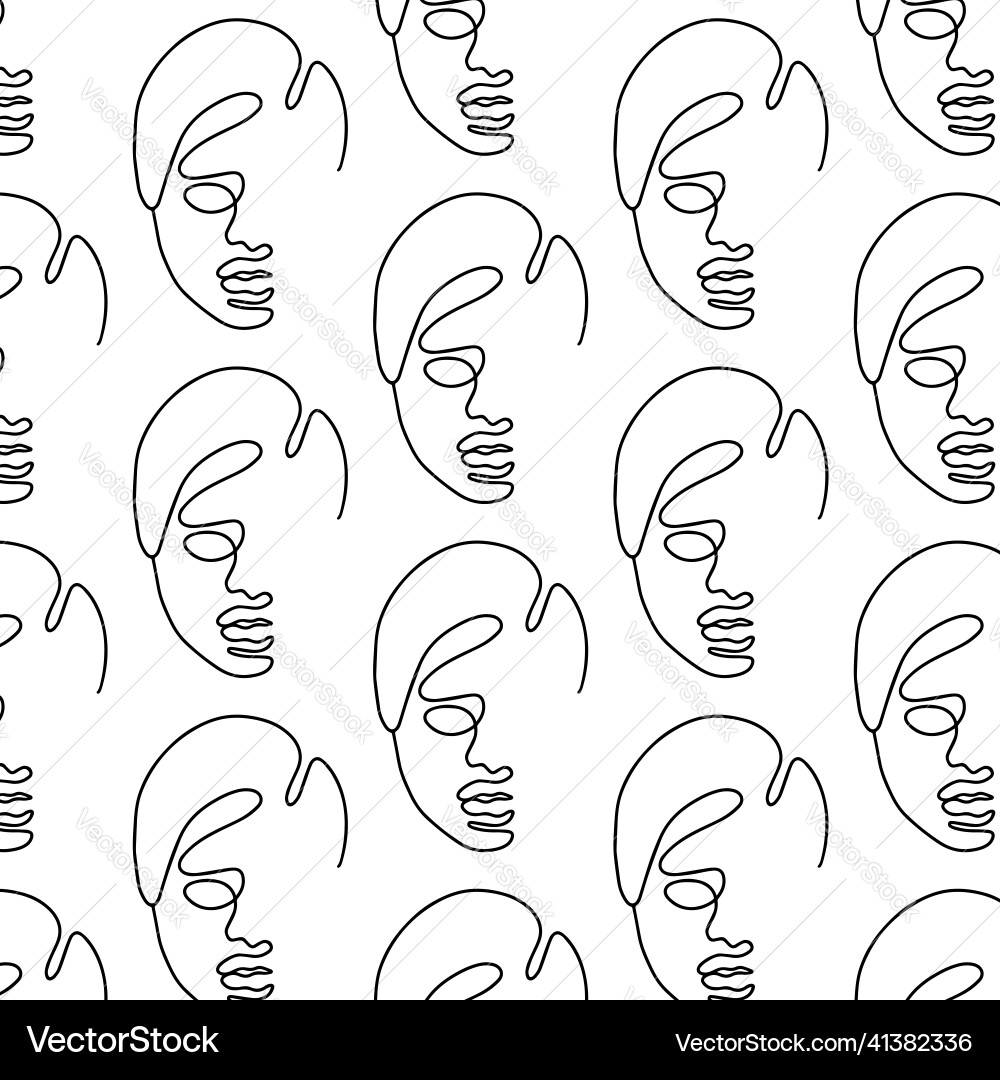 Pattern with hand drawn minimalistic one lined Vector Image