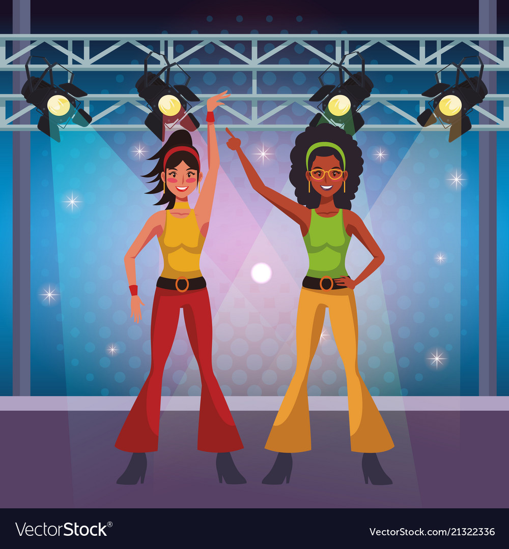 People dancing disco cartoons Royalty Free Vector Image