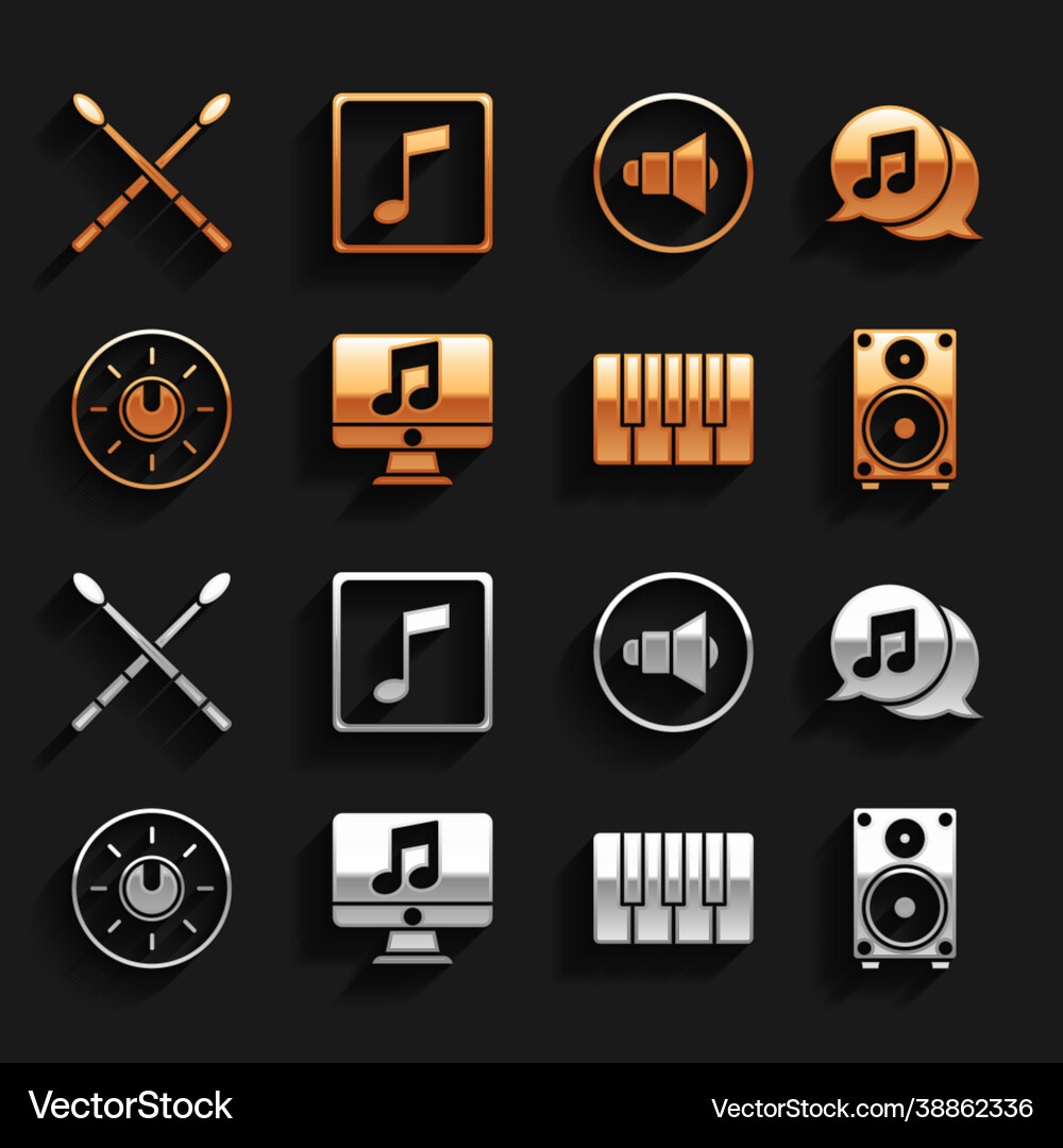 Set computer with music note musical in speech Vector Image